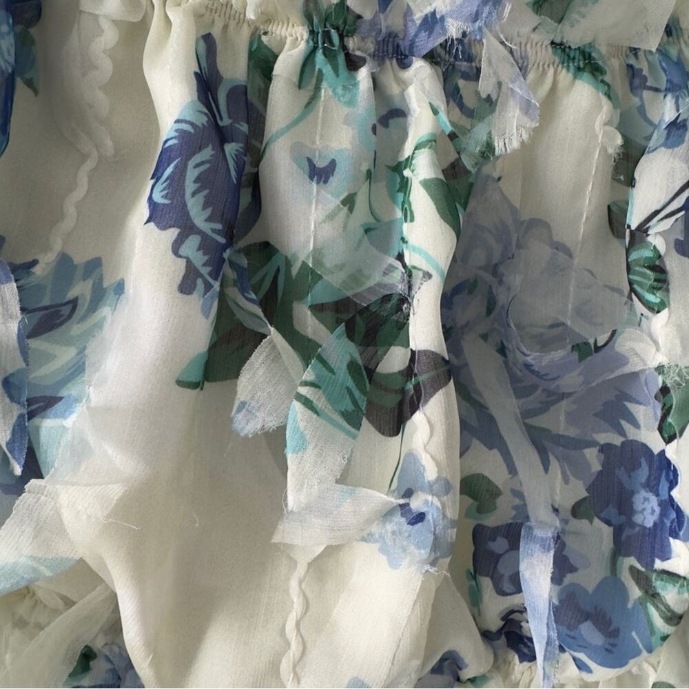 Shein Floral Off-Shoulder Ruffle Top Long Sleeve Cropped Crop Frilly Spring EUC - Picture 7 of 12